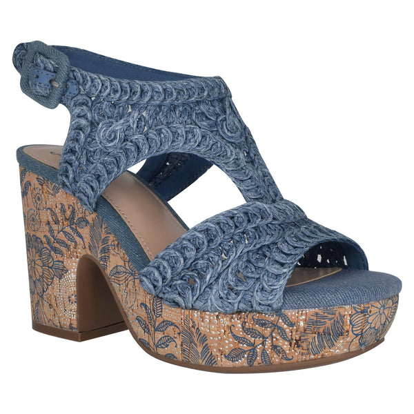 Osanna Woven Raffia Platform Sandal with Memory Foam