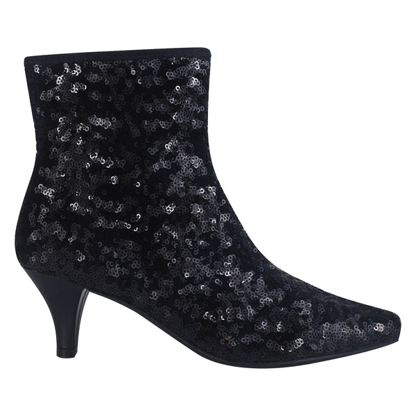 Naja Sequin Stretch Ankle Bootie with Memory Foam