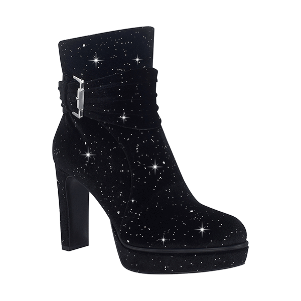 Omira Bling Platform Ankle Bootie with Memory Foam