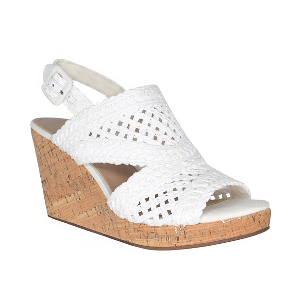 Teangi Woven Raffia Wedge Sandal with Memory Foam